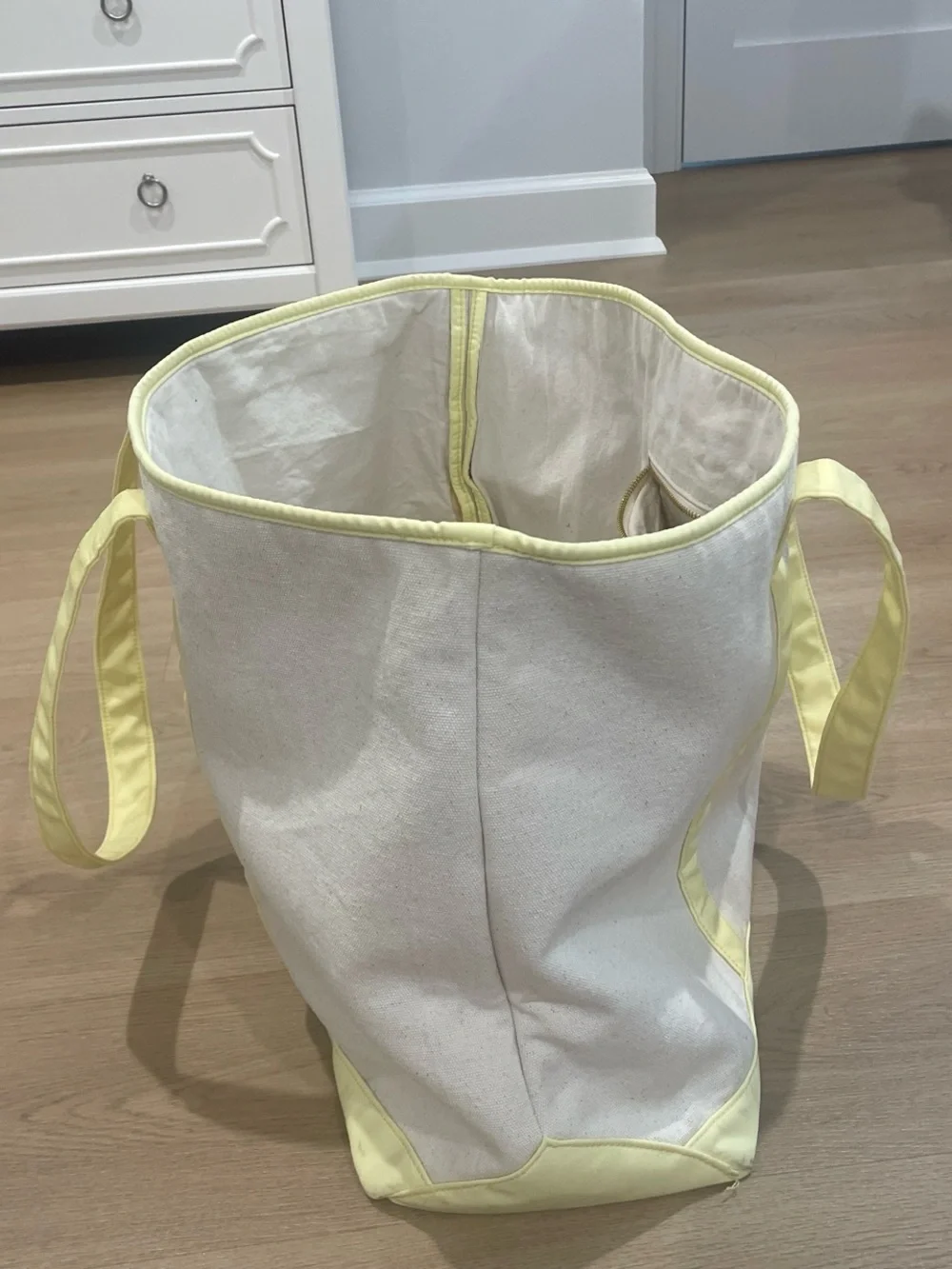 Stoney Clover Lane Canvas Tote with Pale Yellow Trim and Handles